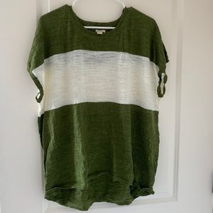 J Crew green and white top